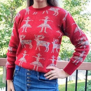 vintage 1970's JACQUARD NOVELTY SWEATER 70's S M